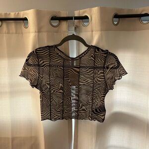H&M Zebra Print Sheer Mesh Top